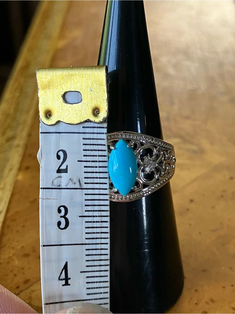 Sleeping Beauty Turquoise Diamond Ring Size 7